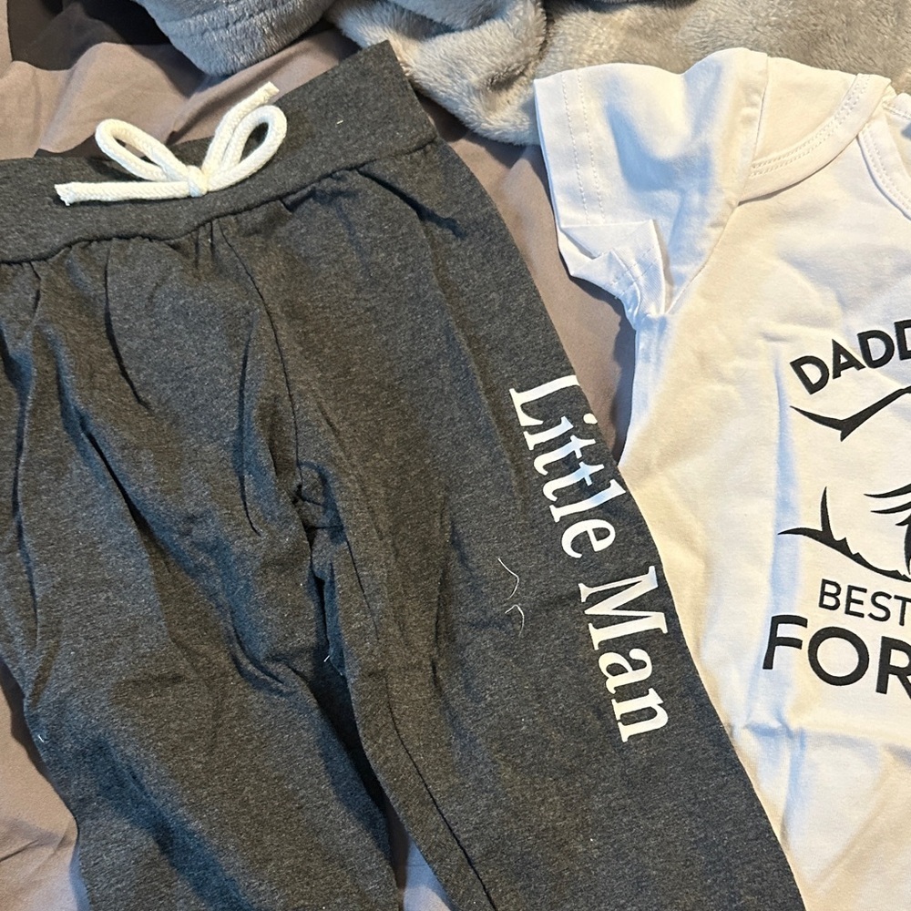 Little Man 3-Piece Baby Outfit Set - Gray & White - Picture 6 of 6
